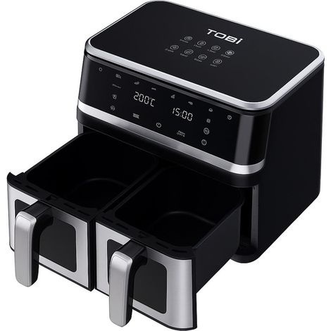 TrAdE Shop Traesio - Friggitrice Ad Aria A Doppio Cestello Indipendenti 15lt 2400w Touch Led 8 Programmi Tb-963 - (1/5)