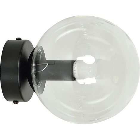 Applique 1 Luce Rossi In Acciaio Nero E Sfera In Vetro Trasparente (1/5)