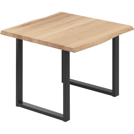 LAMO Manufaktur Esstisch Küchentisch, mit Baumkante 60x60x76 cm (AxBxH), Loft, Natur / Schwarz, LBB-01-A-002-9005L (1/5)