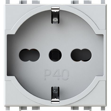 Modulo presa schuko, serie P, bianco, 16A, compatibile con serie Vimar Arkè - 4Box P40 4B.V19B.P40 (1/2)