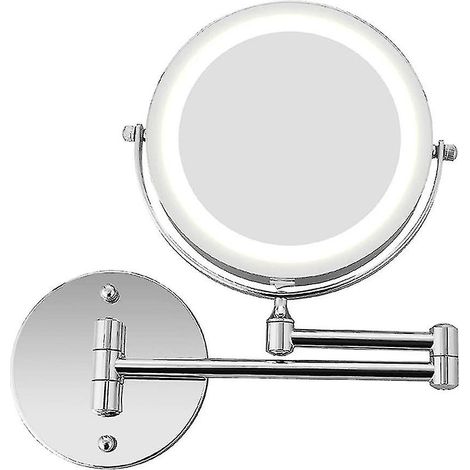Miroir de maquillage mural, grossissement x10, éclairage LED double face, taille M (1/5)