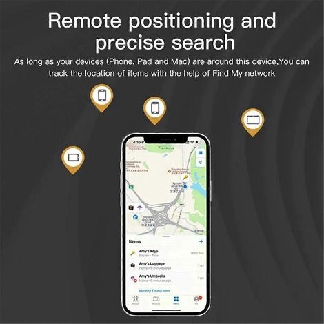 Traceur GPS Bluetooth pour remplacement d'Air Tag via Find My Black-- (1/5)