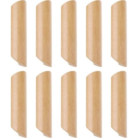 Juego de 10 tiradores de madera en forma de abanico para muebles y cajones, con tornillos y separación entre agujeros de 160 mm. (1/4)