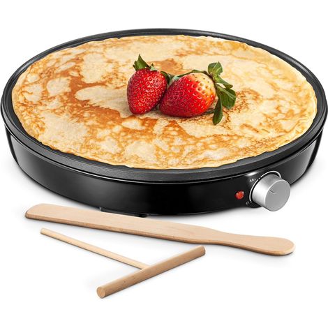 Crêpière électrique, Appareil à Crêpes Inox, Crêpes Maker, Crêpes Party, Crêpes Sucrées Maker Plaque de Cuisson Antiadhésive 30 cm, Thermostat réglable, Spatule Distributeur inclus (1/5)