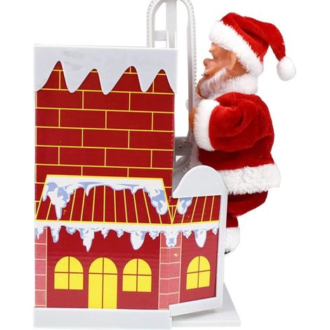 Santa Claus Escalade Cheminée - Décor Électrique de Noël pour Porte Mur Arbre Jardin - Fonctionne avec 3 Piles AA - Hauteur 19,8 cm (1/5)
