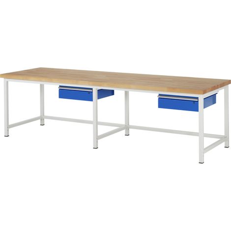 Rau Werkbank höhenverstelbar 8001A1, 3000xT900xH840-1040mm, 2x Schublade-TA (1/5)