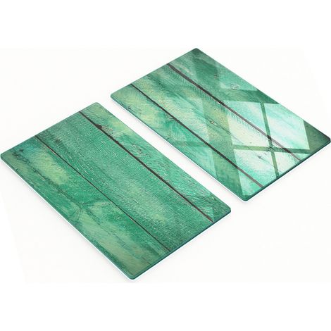 Tableaux en verre résistants et élégants avec motif bois, vert, 2 x 30 x 52 cm (1/5)