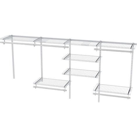Sistema de almacenamiento extensible para armario 122-244 cm con 7 estantes y 5 barras moderno de metal blanco 200013726