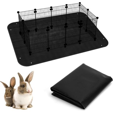 Tapis de Parc Imperméable pour Animal Domestique, Réutilisable et Lavable, Tapis Chien Pliable, Tapis Enclos Lapin Idéal pour Lapins, Furets, Cochons d'Inde, Hamsters Noir 150x100cm (1/5)