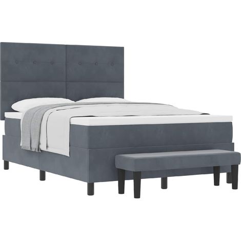 Maison Exclusive - Letto a molle con testiera Grigio scuro 190 x 140 cm Velluto