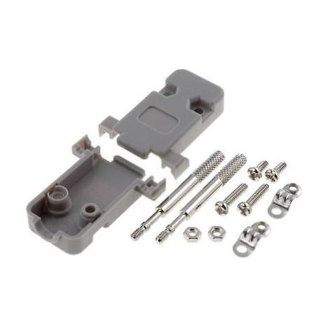 Sub-D-Steckergehäuse 9Pin lang Schrauben GRAU