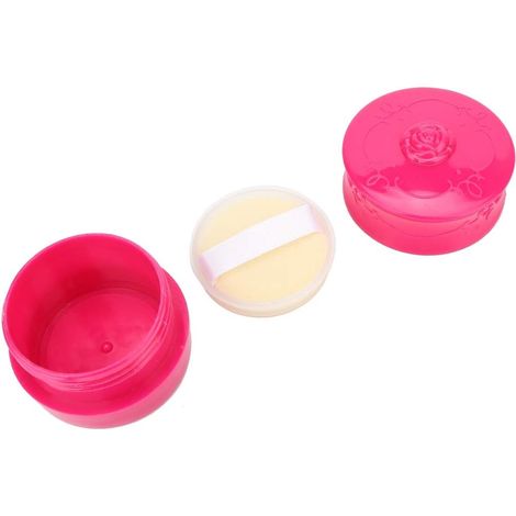 Vintage Rose Red Loose Powder Dispenser Box with Puff Chip - Portable Cosmetic Case for Makeup and Skincare (Rose Red) (1/5)