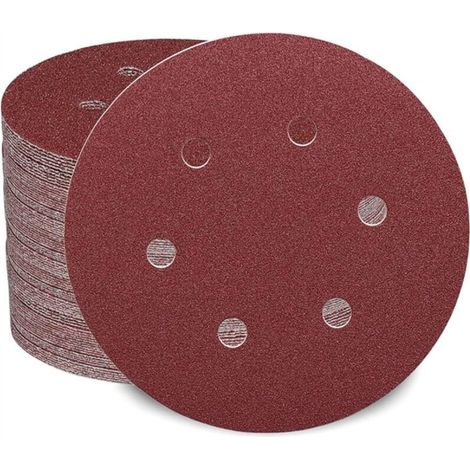 100 Pieces Sanding Discs 150mm Grit 40/60/80/120/180/240/320/400/600/1000 Grit 6 Holes Ideal for Sanding/Polishing/Rust Removal (1/5)