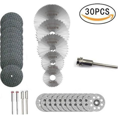 Disques de Coupe pour Outil Rotatif, Lames de Perceuse à Disque, Disques de coupe, Lames de scie en acier rapide, Lame Mini Scie Circulaire pour la Coupe du bois, Plastique et Métal (30 Pièces)