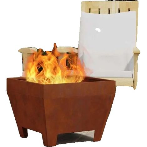 Bassin de Feu Extérieur, Acier Robuste, Design Portable, marron (1/2)
