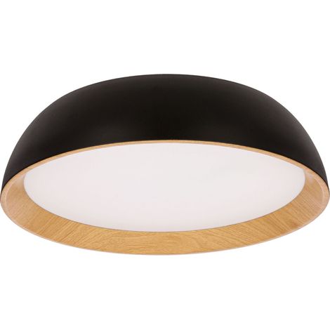 Plafonnier LED rond noir intérieur bois 24W Calabria (1/2)