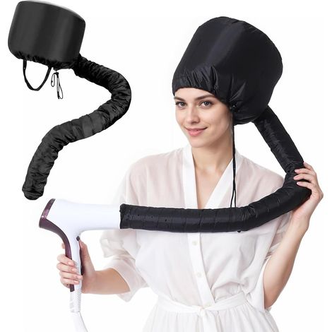 Trockenhaube – 1 Stück – Schwarzes Polyester – Gleichmäßige Wärmeverteilung – Für Afro- und Lockenhaar – Durchmesser 24 cm (1/5)