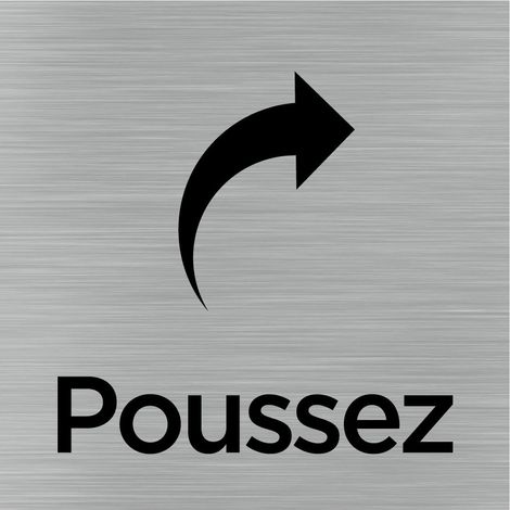 Pictogramme Poussez avec flèche (Q1027).- Adhésif aspect aluminium brossé - (1/5)