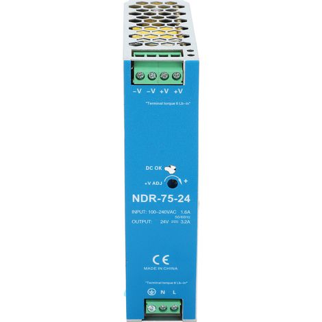 Alimentation à découpage BERM pour automate programmable NDR-75-24, 75 W, 24 V, 3,2 A, tension d'entrée 100-240 V CA. (1/5)