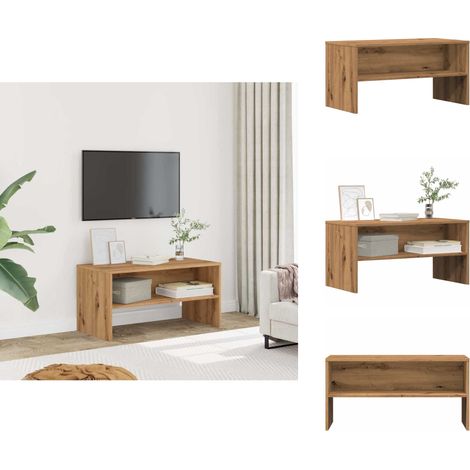 Meuble TV chêne artisanal 80x40x40 cm bois d'ingénierie - Meuble TV - Meubles TV - Banc TV - Buffet TV (1/5)