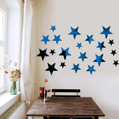 40pcs Blue Stars Wall Mirror Sticker Acrylic Cartoon Starry Wall Decals for Kids Rooms Wall Stickers Home Decor Cute Stars Mural Art (1/3)