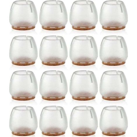 16 Pièces Chaise Casquettes 17-21mm Patins pour Meubles Silicone Protection Plaquettes de Pieds de Meubles Chaise Jambe Caches Housse de Table Rayures Protecteurs de Sol pour Pieds Ronds (1/4)
