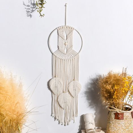 Capteur De Rêves Dreamcatcher Handmade, Macramé Balanc Fait à la Main Attrape-rêves de Boho Rétro Vintage Tenture Ornement Home Decor Douche Mariage Accueil Salon Chambre Décoration Romantique (1/2)