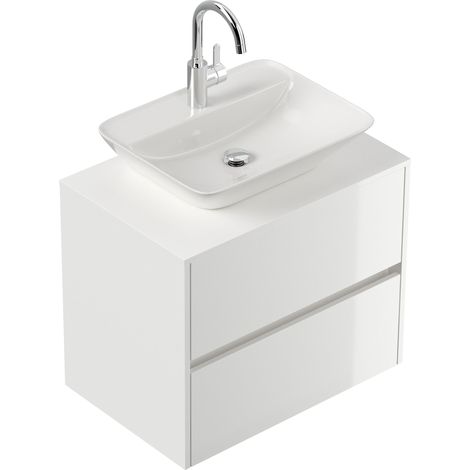 Badmöbel Taifun 70cm mit modernem Aufsatzwaschbecken weiß Hgl