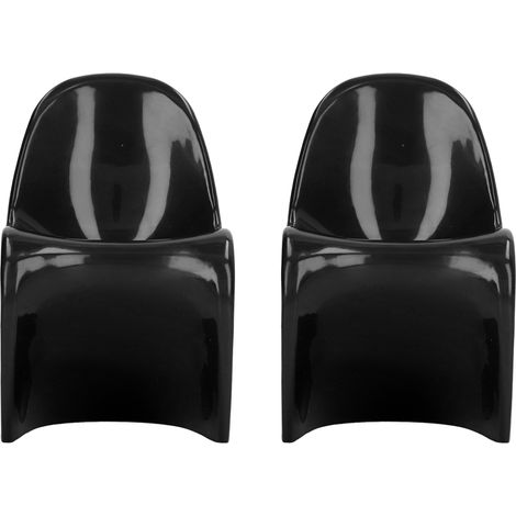 Lot de 2 chaises miniatures à l'échelle 1/6, style décontracté et mignon, en plastique noir, pour maison de poupée ou décoration. Dimensions : 14 x 9 x 8 cm. (1/5)