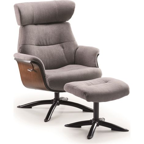 Fauteuil relax manuel en microfibre couleur Gris avec repose-pieds - Longueur 76 x Profondeur 80 x Hauteur 106 cm (1/5)