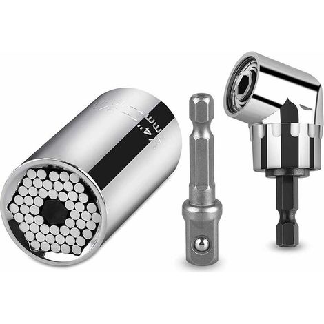 Trapano ad angolo retto da 105 gradi + presa universale, adattatore per trapano elettrico professionale multifunzione Chiave a cricchetto Prese universali 7mm-19mm Strumenti di riparazione Regali (1/5)
