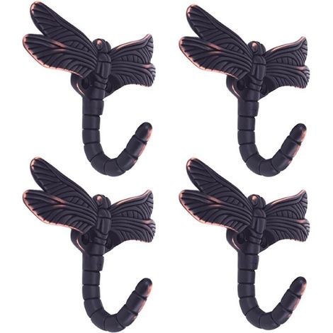 Lcyolada Set de 4 crochets libellule pour manteau serviette sac robes huile brossé bronze (1/4)