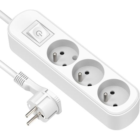 Electraline Ciabatta elettrica 3 prese, Interruttore e Spina Piatta – 1,5 m, bianco, 32040 (1/5)