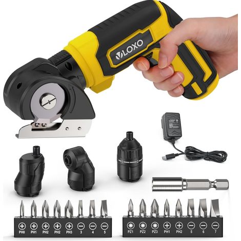 Tournevis Electrique Sans Fil, 4V Set avec 4 Ebouts, Lampe LED et Boîte de Rangement, Pour la Réparation le Bricolage - (1/5)