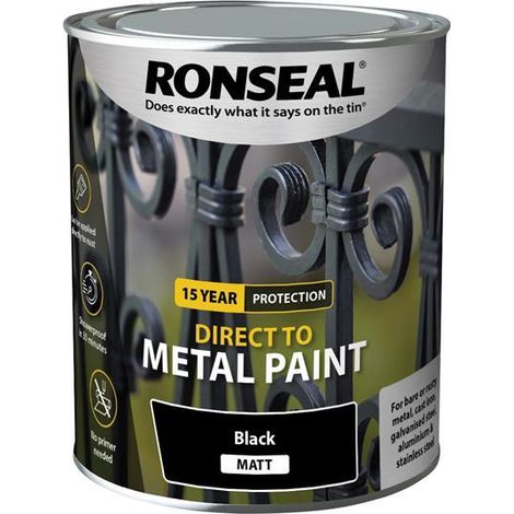 Ronseal Direct to Metal Paint Black Matt 750ml (1/3)
