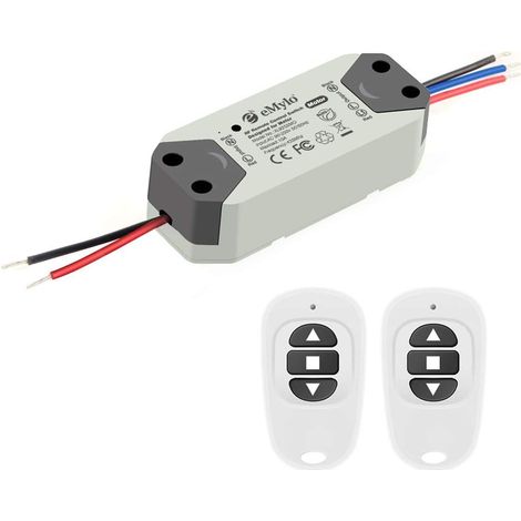 eMylo Contrôleur Moteur RF Sans Fil 220V, Module Relais Interrupteur 90V-250V, Commande Moteur Avant/Arrière pour Porte Roulante, Rideau Électrique et Pompe à Eau (1/5)