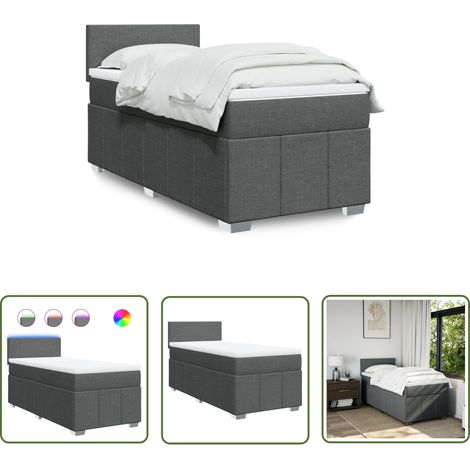 vidaXL Sommier à lattes de lit et matelas Gris foncé 90x190 cm Tissu (1/5)