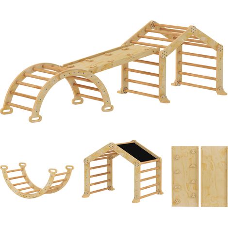 9-in-1 Indoor-Klettergerüst, Rampe, Rutsche, Leiter, Schreibtafel, für Kleinkinder, Holz