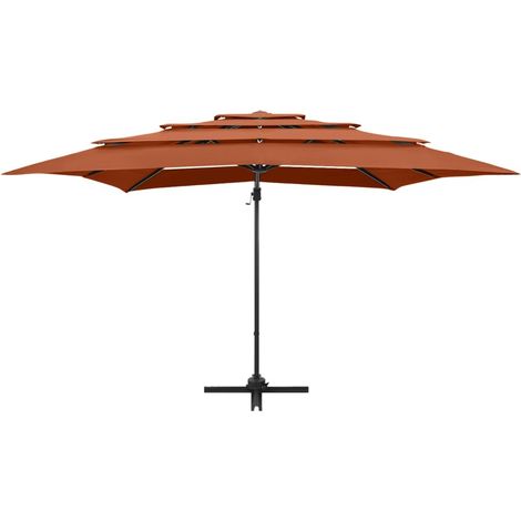 Sombrilla de cuatro niveles con mástil de aluminio 250 x 250 cm naranja 020008796 (1/5)