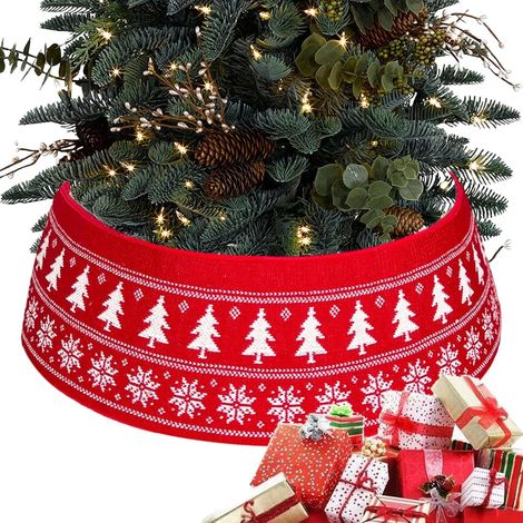 Collier Pour Sapin De Noël Housse Élastique Tricotée pour Support de Sapin Accessoires De Décoration Festive Style Campagne Pour Intérieur Appartement Dortoire Restaurant Jardin Locations (1/5)