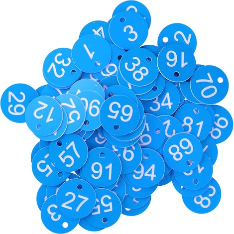 Lotto di 100 etichette rotonde – 1,4 pollici – plastica – marcatore cartello alveare – foro – allevamento di bestiame – 1