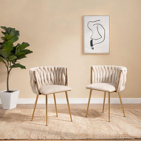Fauteuil ivory en velours 55,5 x 41 x 74 cm (1/5)
