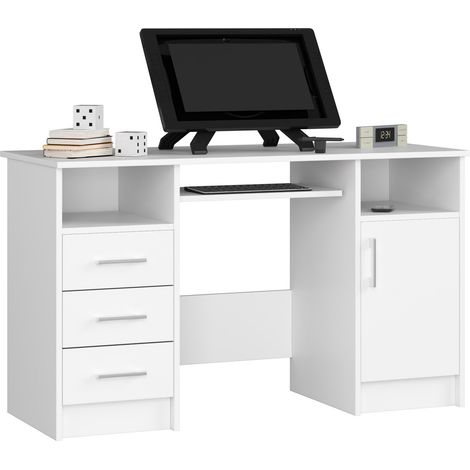 Scrivania AKORD ANA Bianco 124 cm 1 anta 3 cassetti 124x52x74 cm (1/5)