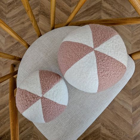 Oreiller SOFT LOOP boule blanche et rose
