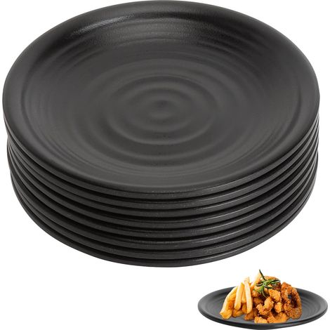 Assiette Mélamine Noire 8 Pièces 15 cm, Assiette Plate pour Snacks Sauces Sushi Dessert Assiette Rigide Set Vaisselle pour Maison Restaurant Buffet (1/5)