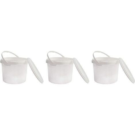 Food-grade plastic bucket with lid, white, 100% recyclable, 1L x 3 pieces (1/5)
