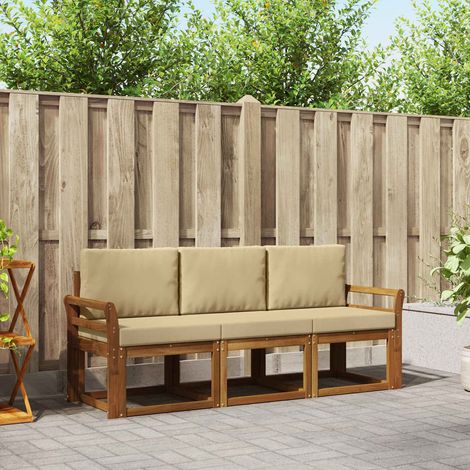 vidaXL Set di divani da esterno con cuscino 3 pcs Naturale e