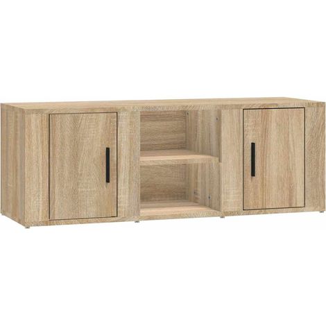 Meuble TV, Étagère TV, Meuble de Salon, Moderne Chêne sonoma 100x31,5x35 cm Bois d'ingénierie OIB6027E (1/5)