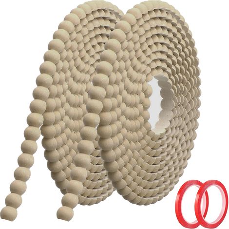 Moulure Murale Décorative Adhésive Couleur Bois (6M x 12mm) Moulure en PVC Flexible avec Bordure Perlée 3D, Baguette de Finition Hydrofuge et À Peindre pour Mur, Cadre de Miroir et Bords (1/5)