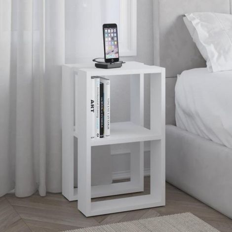 Comodino due ripiani Lonie 34x30x55h colore bianco